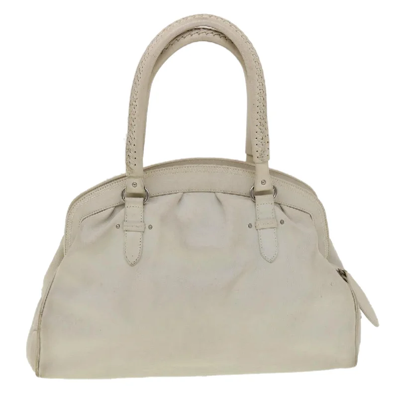 CHRISTIAN DIOR Shoulder Bag Leather White Auth am2766g