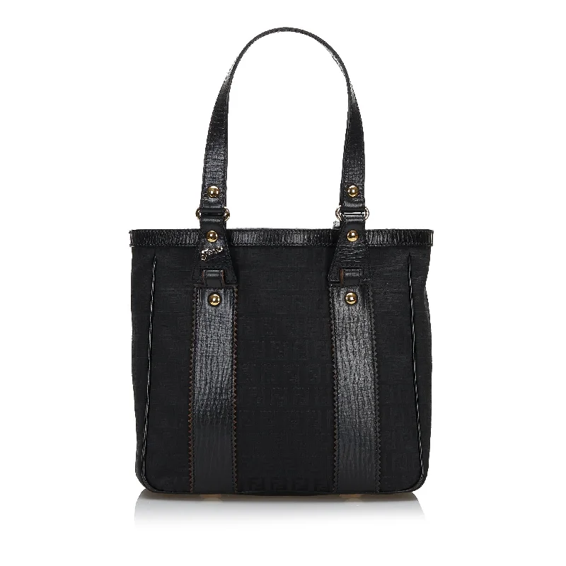 Fendi Leather-Trimmed Zucchino Tote