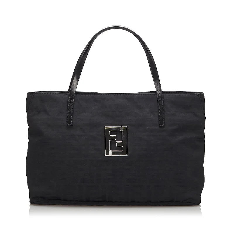 Fendi Black Canvas Fabric Zucca Handbag Italy