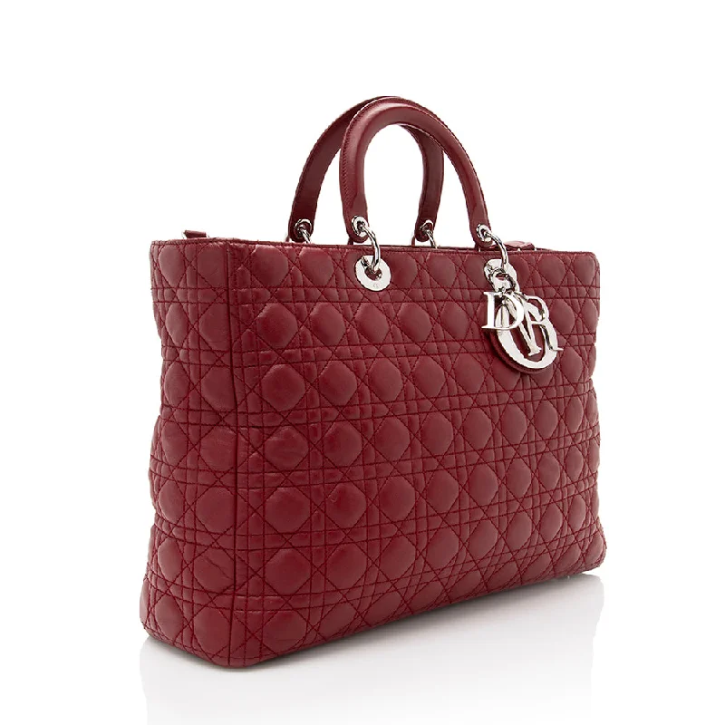 Christian Dior Lambskin Lady Dior Extra Large Tote (17888)