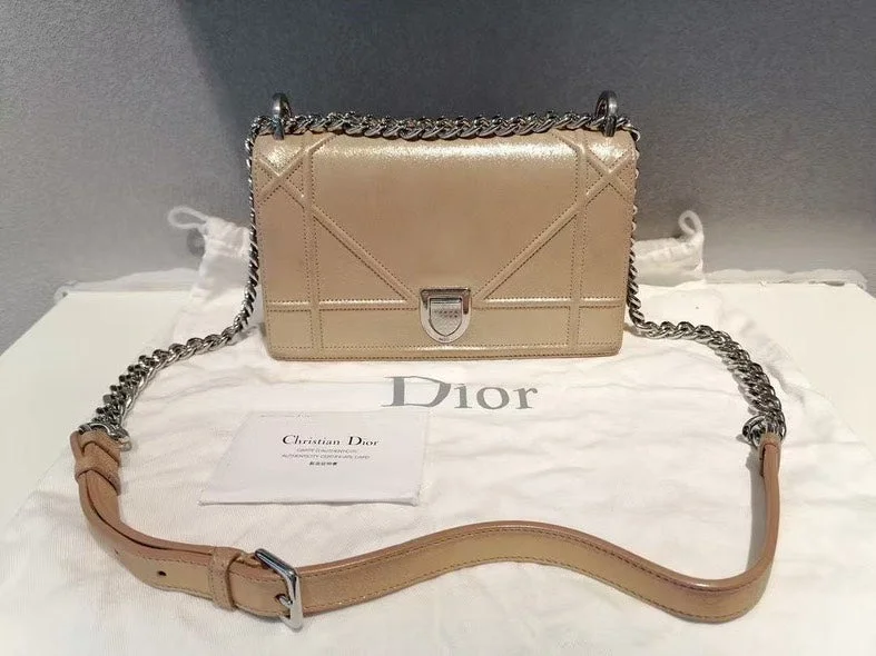 Dior Diorama Gold Leather Shoulder Bag Medium