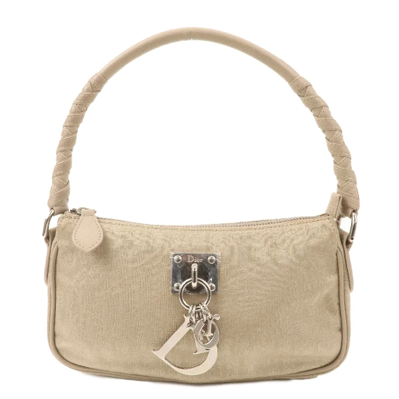 Christian Dior Trotter Nylon Leather Shoulder Bag Beige