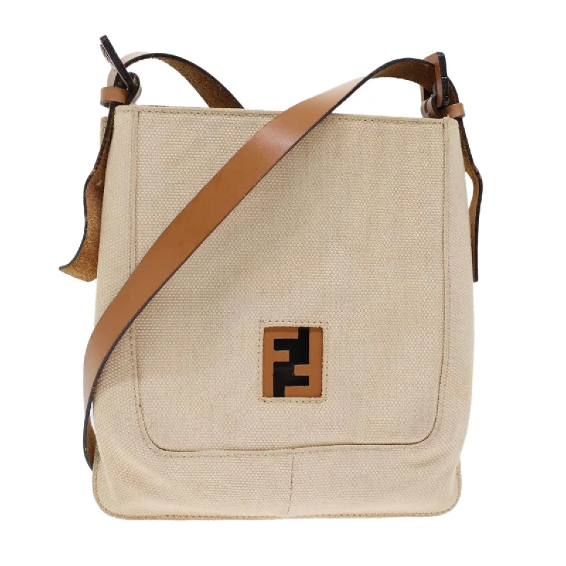 FENDI Shoulder Bag Canvas Beige  49413