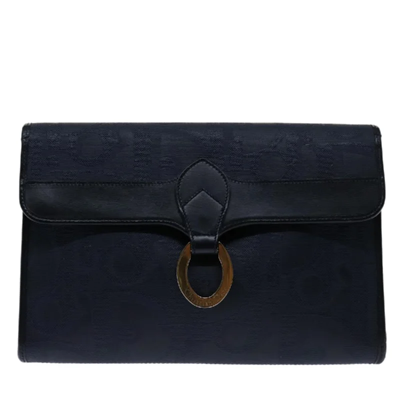 CHRISTIAN DIOR Shoulder Bag Leather Navy Auth bs12730