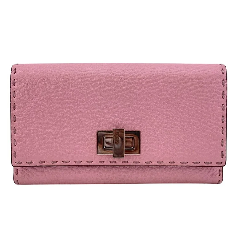 FENDI 8M0308 Peekaboo Selleria Long Wallet Pink Women's