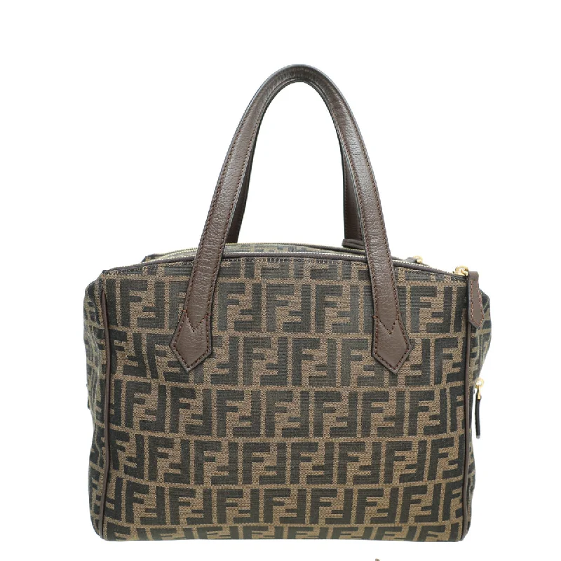 Fendi Tobacco Zucca Double Zip Tote Bag