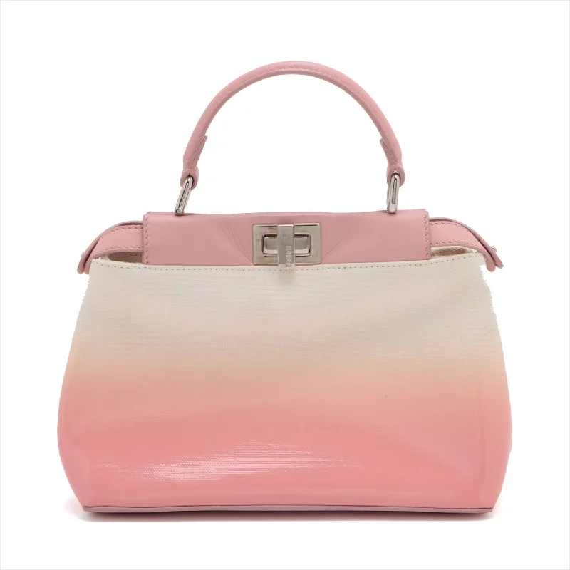 Fendi Mini Peekaboo Canvas × Leather 2WAY Handbags Pink 8BN244