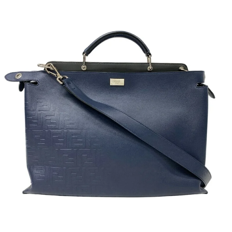 FENDI 7V76 Essential Iconic Peekaboo Handbag Navy Men's