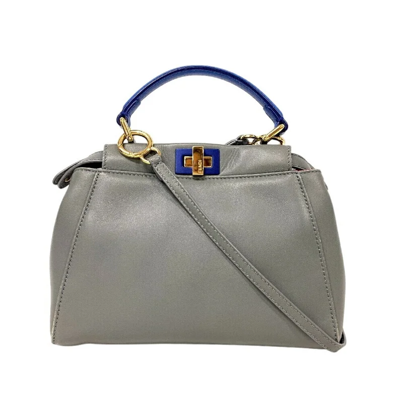 FENDI 8BN244 Peekaboo 2way Handbag Grey Women's