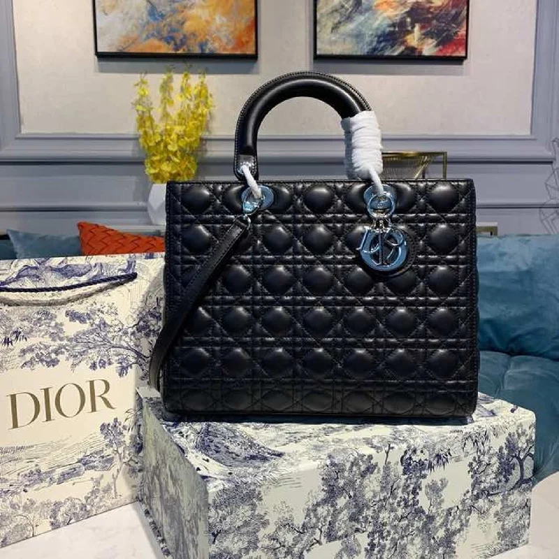 Christian Dior Large Lady Bag Black For Women 12.5in/32cm