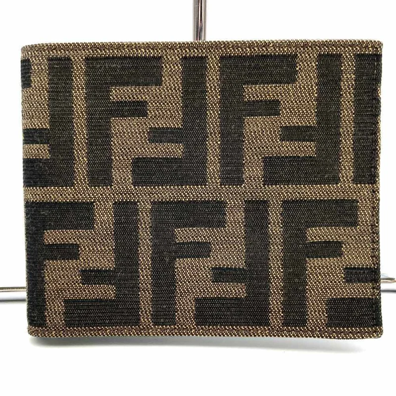 FENDI Fendi Bi-fold Wallet Billfold Card Case Zucca Brown Canvas Leather Men Women 2400 7 0008