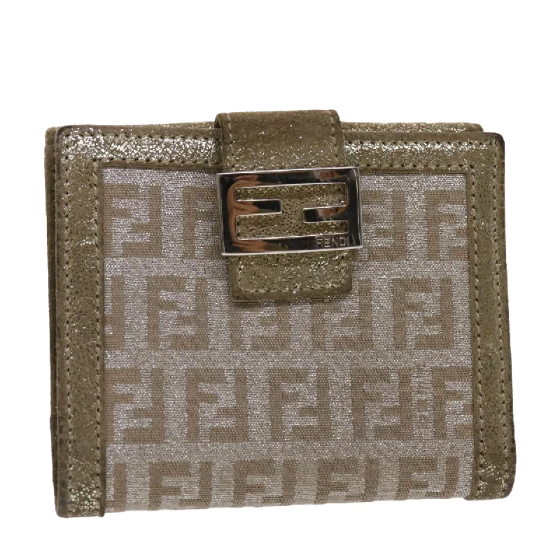 FENDI Zucchino Canvas Wallet Silver  47197