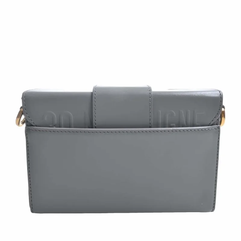 CHRISTIAN DIOR Leather 30 Montaigne Box Bag Shoulder Gray Women's