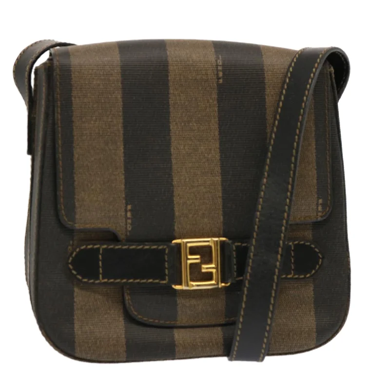 FENDI Pecan Canvas Shoulder Bag Brown Black  ar11725