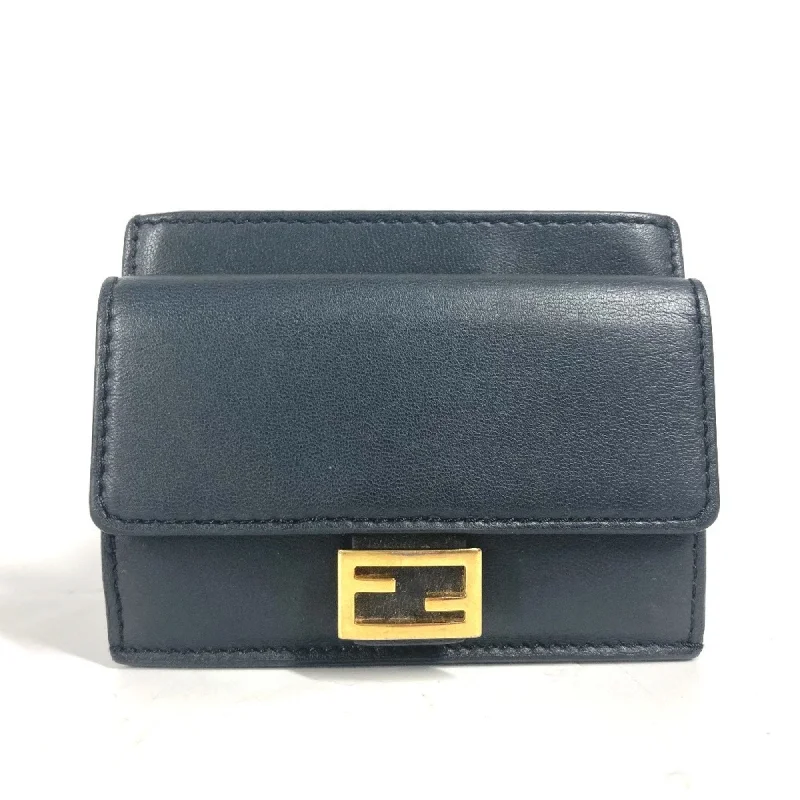 FENDI 8M0423 Business Card Holder Baguette Holder/Card Case Wallet/Coin Wallet Pass Leather Women's Black