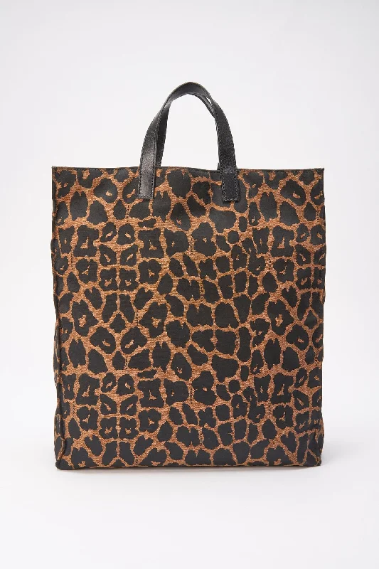 Vintage Fendi Leopard Print Tote Bag with Charm