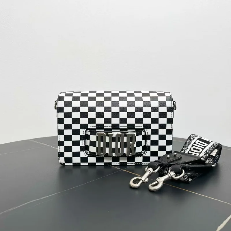 Dior Jadior 25 Black White Checkered Shoulder Bag