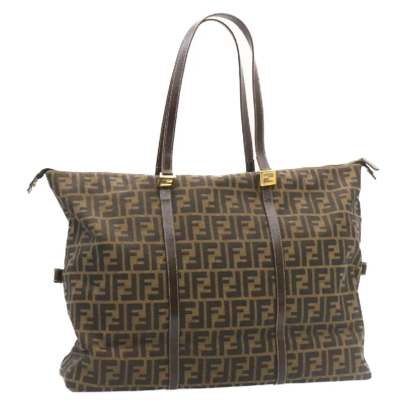 FENDI Zucca Canvas Tote Bag Brown Black  am344b