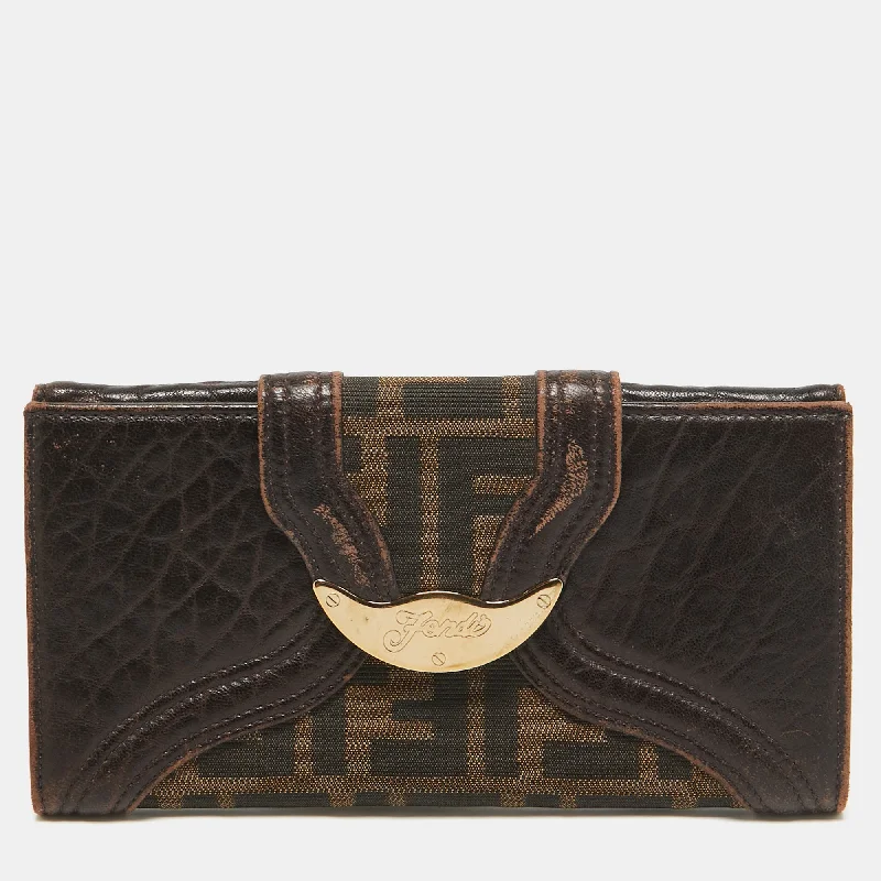 Fendi Zucca Canvas And Leather Spy Continental Wallet