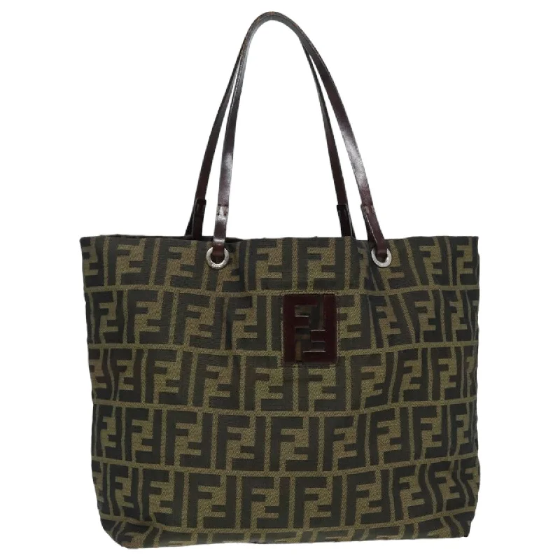 FENDI Zucca Canvas Tote Bag Brown Black  bs15988