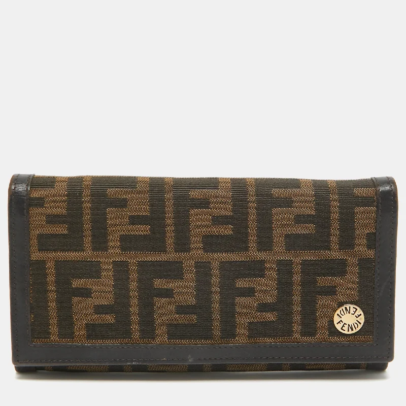 Fendi Zucca Canvas And Leather Flap Continental Wallet