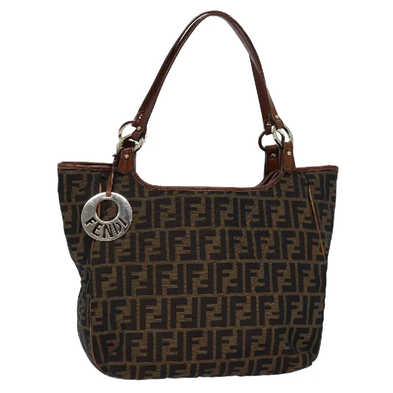 FENDI Zucca Canvas Tote Bag Black Brown  bs14857