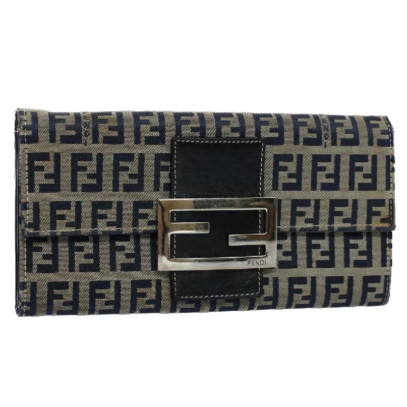 FENDI Zucchino Canvas Wallet Navy  yk8715