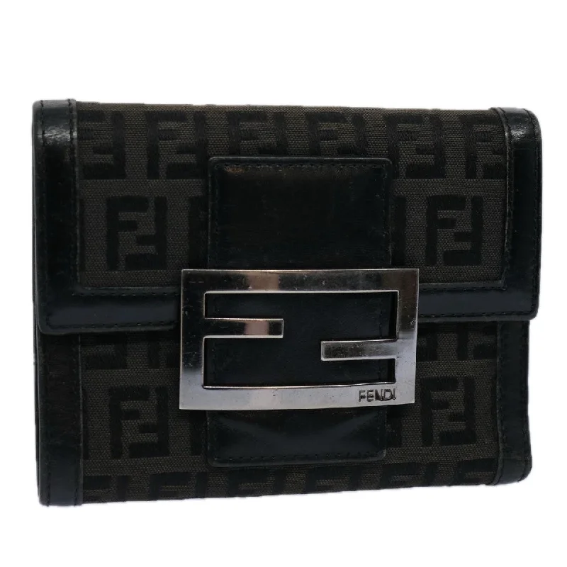 FENDI Zucchino Canvas Wallet Black  ep2773