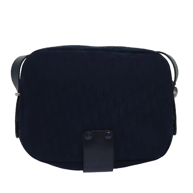 CHRISTIAN DIOR Trotter Canvas Shoulder Bag Navy Auth yk12907