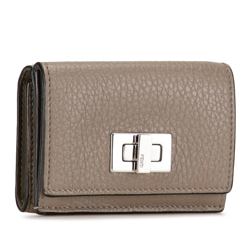 Fendi Picabu Three Fold Wallet Compact Wallet 8M0426 Gr Leather  Fendi