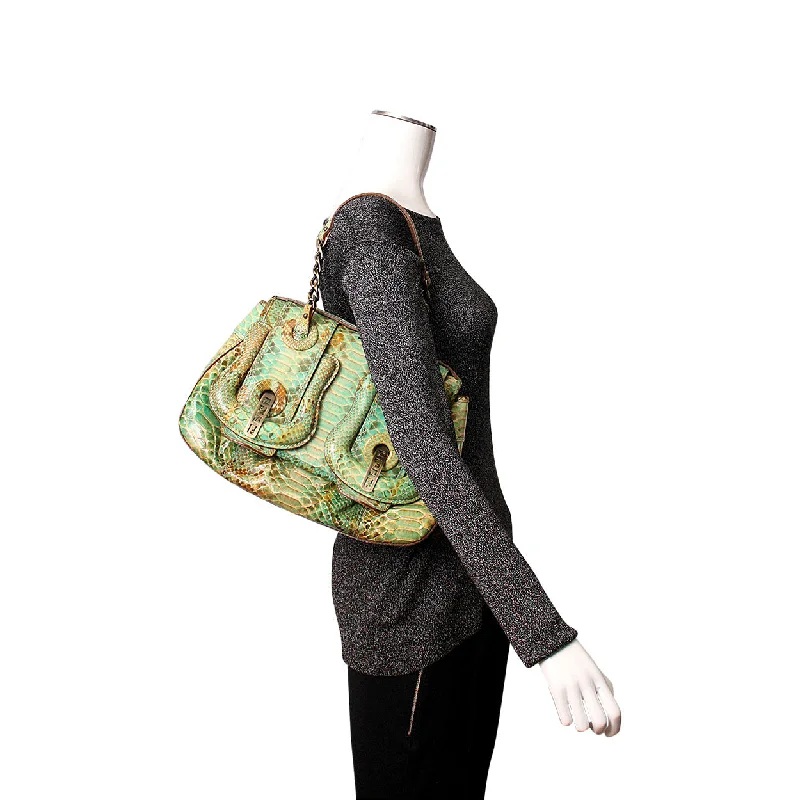 FENDI Python B Shoulder Bag Green