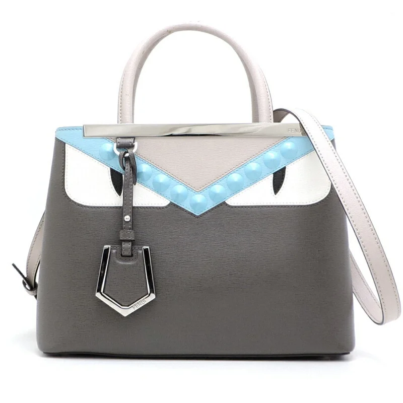 Fendi Petit Twojours Monster Women's Handbag 8BH253 Leather Grey