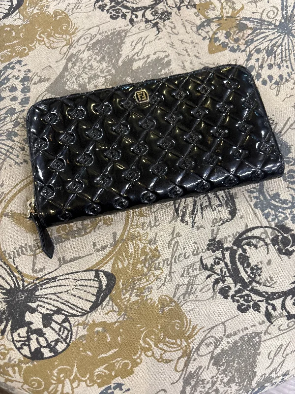 Fendi Patent Quilted Zip Wallet