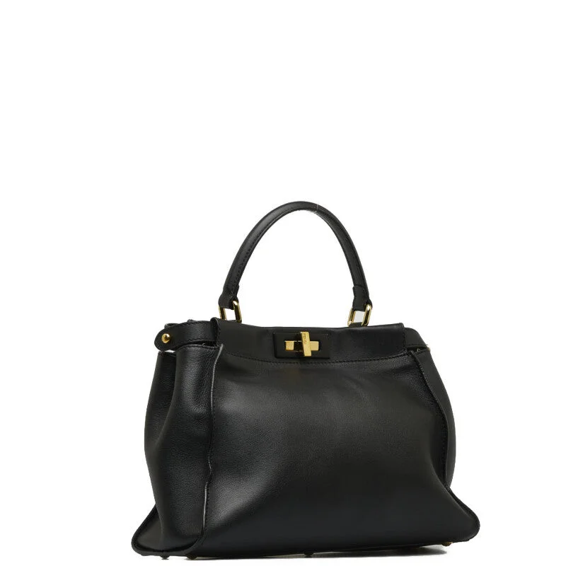 Fendi Peekaboo Handbag 8BN290 Black Leather