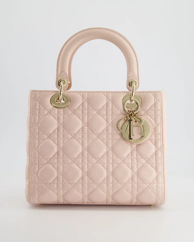 Christian Dior Heavenly Pink Medium Lady Christian Dior Bag in Lambskin Leather with Champagne Gold Hardware