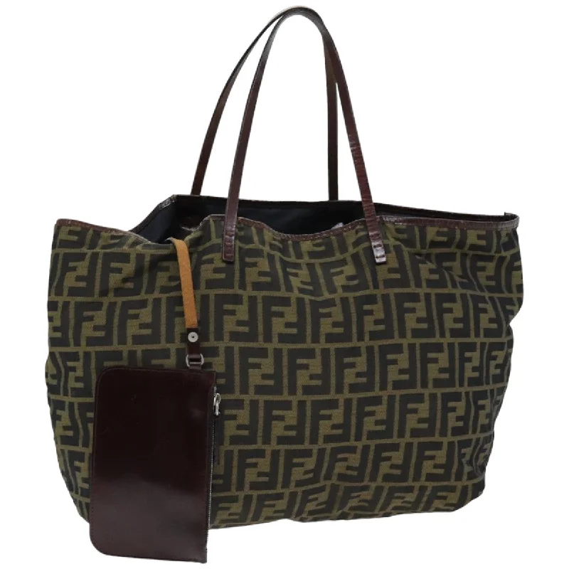 FENDI Zucca Canvas Tote Bag Black Brown  76181