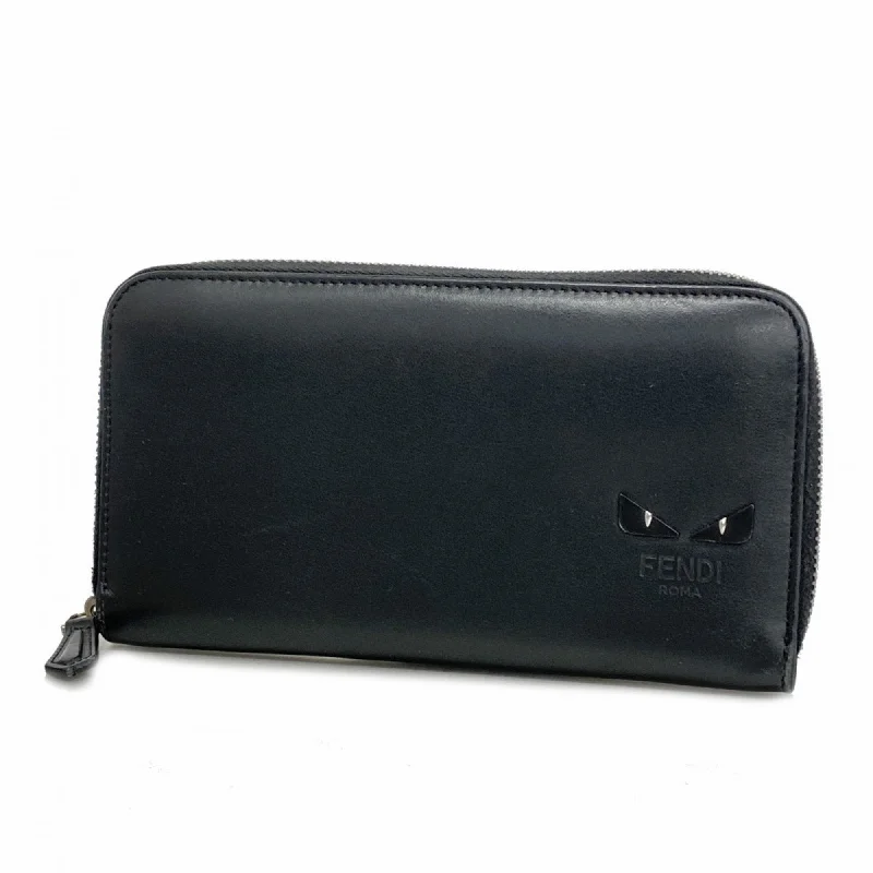 Fendi Long Wallet Monster Leather Black Men's