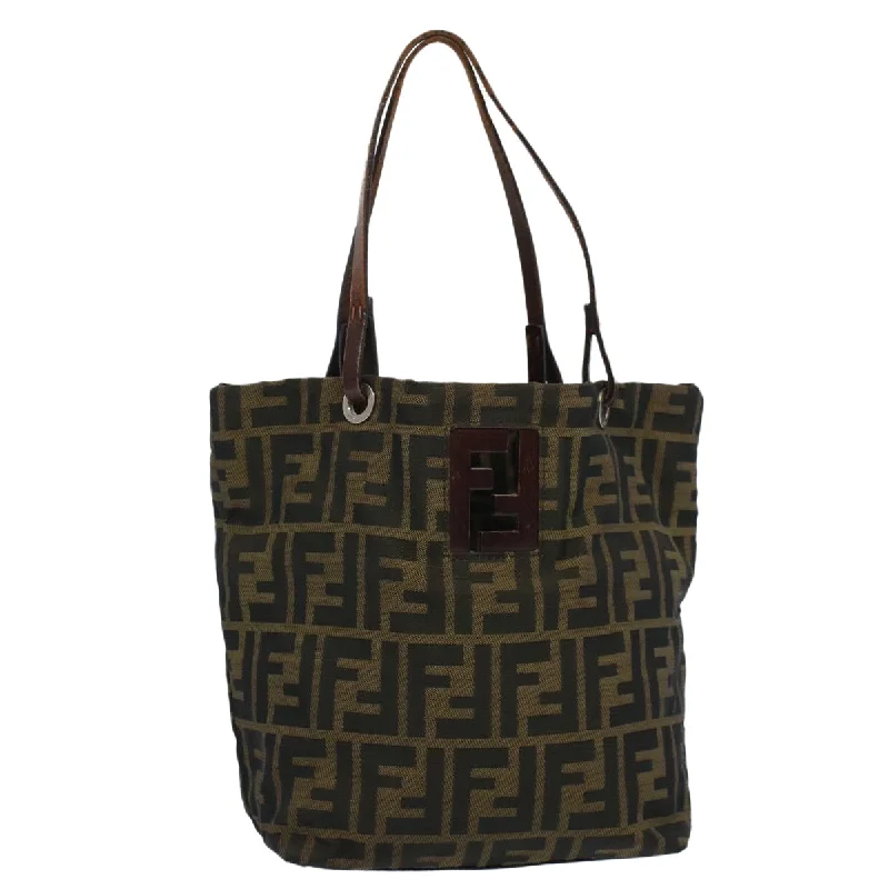 FENDI Zucca Canvas Tote Bag Black Brown  bs9796