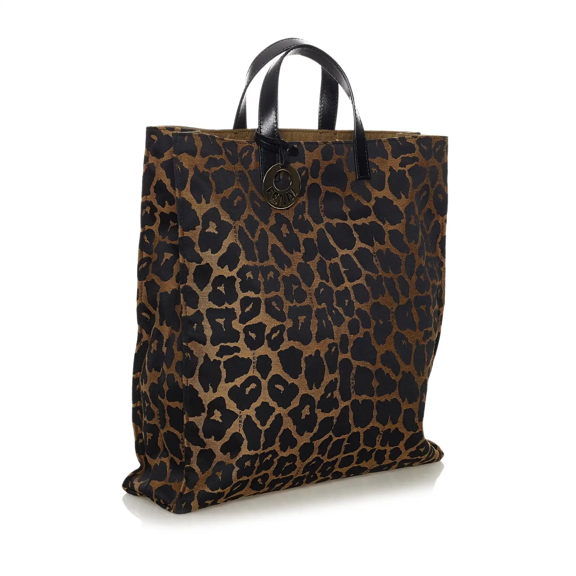 Fendi Tote Bag Brown Leopard Printed Nylon Canvas