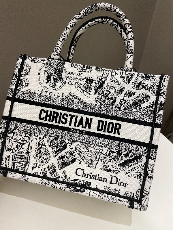 Dior Plan de Paris Book Tote  White / Black