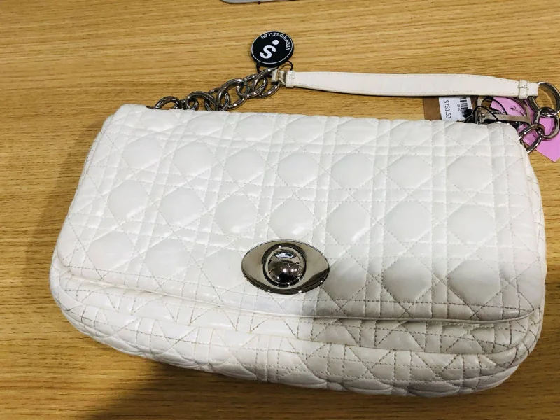 Dior White Quilted Leather Shoulder Bag Medium