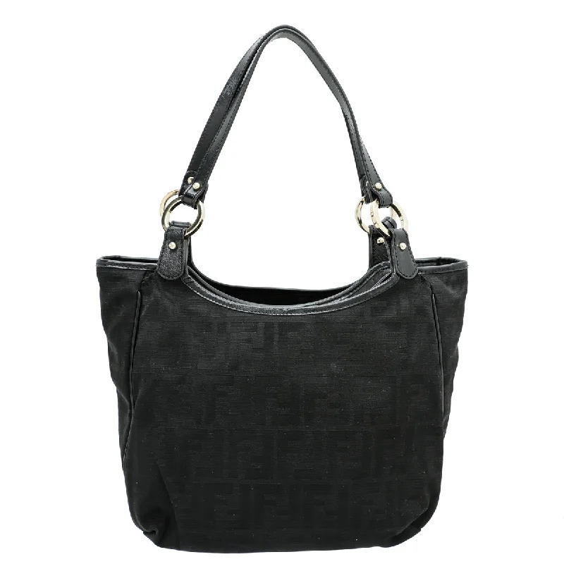 Fendi Black Zucca Chef Shopper Small Tote Bag