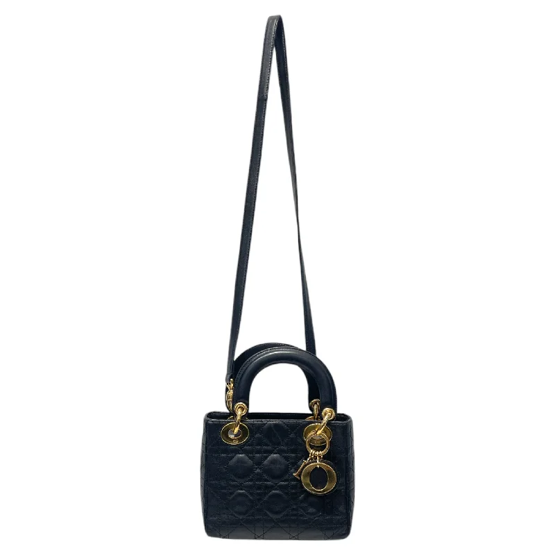 Christian Dior/Hand Bag/Leather/BLK/MINI LADY DIOR