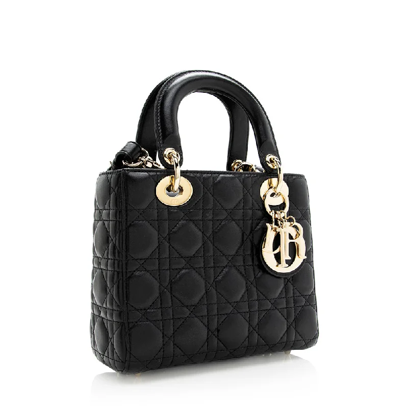 Christian Dior Lambskin My Lady Dior Lucky Badges Small Tote