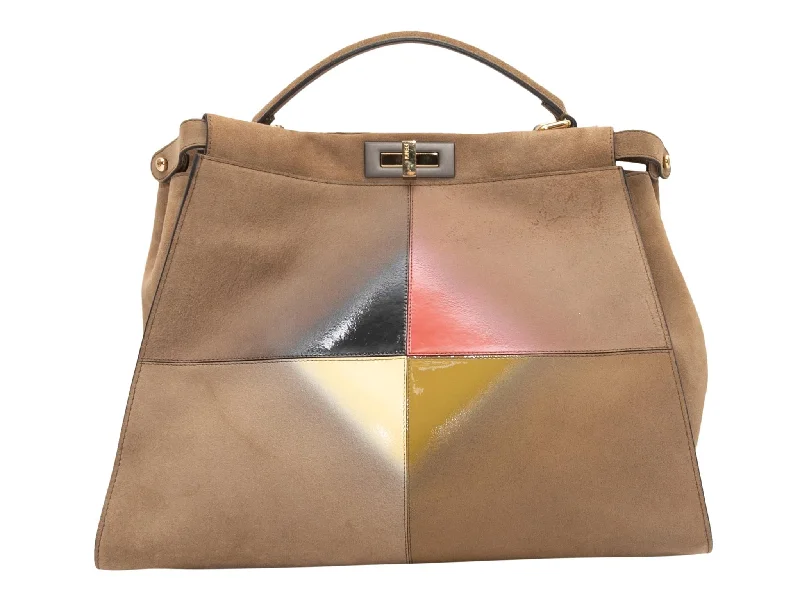 Tan & Multicolor Fendi Peekaboo Painted Handbag