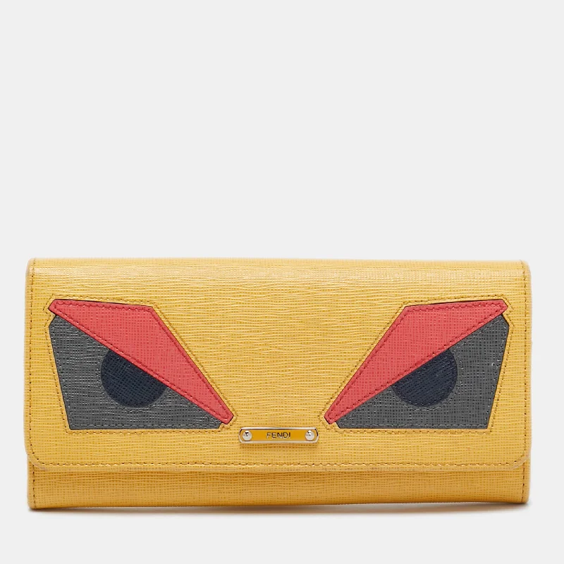 Fendi Multicolor Leather Eye Monster Flap Continental Wallet