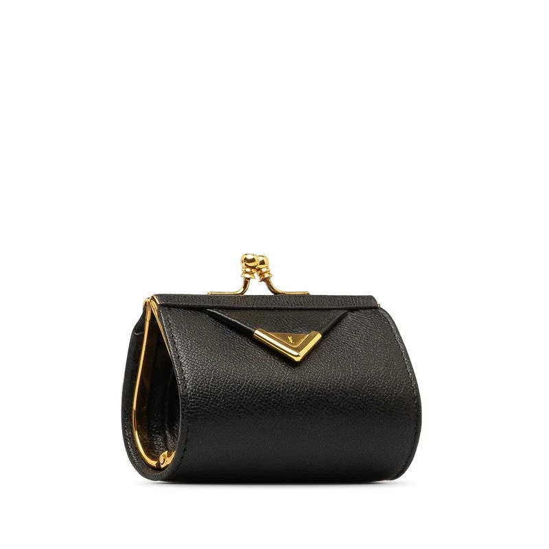 Saint Laurent Coin Wallet Black Gold Leather