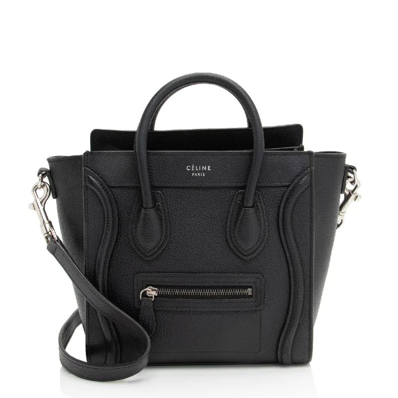 Celine Pebbled Leather Nano Luggage Tote (SHF-fk9HTz)