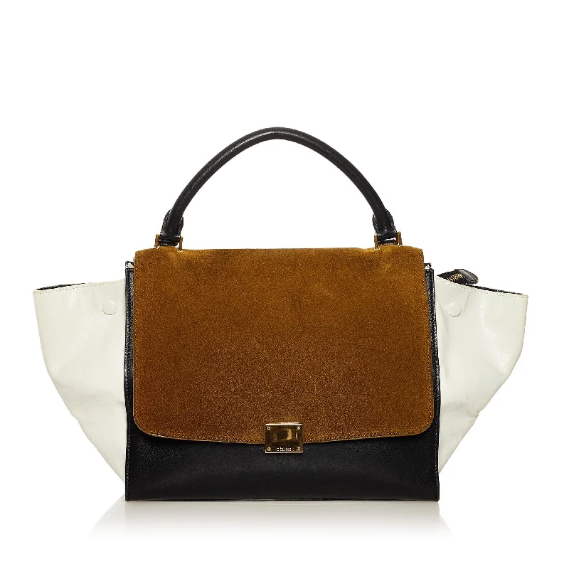 Celine Trapeze Tricolor Leather Satchel (SHG-uaApQA)