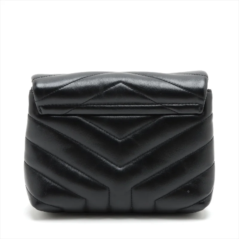 Saint Laurent Rule Leather Shoulder Bag Black 467072 RUB